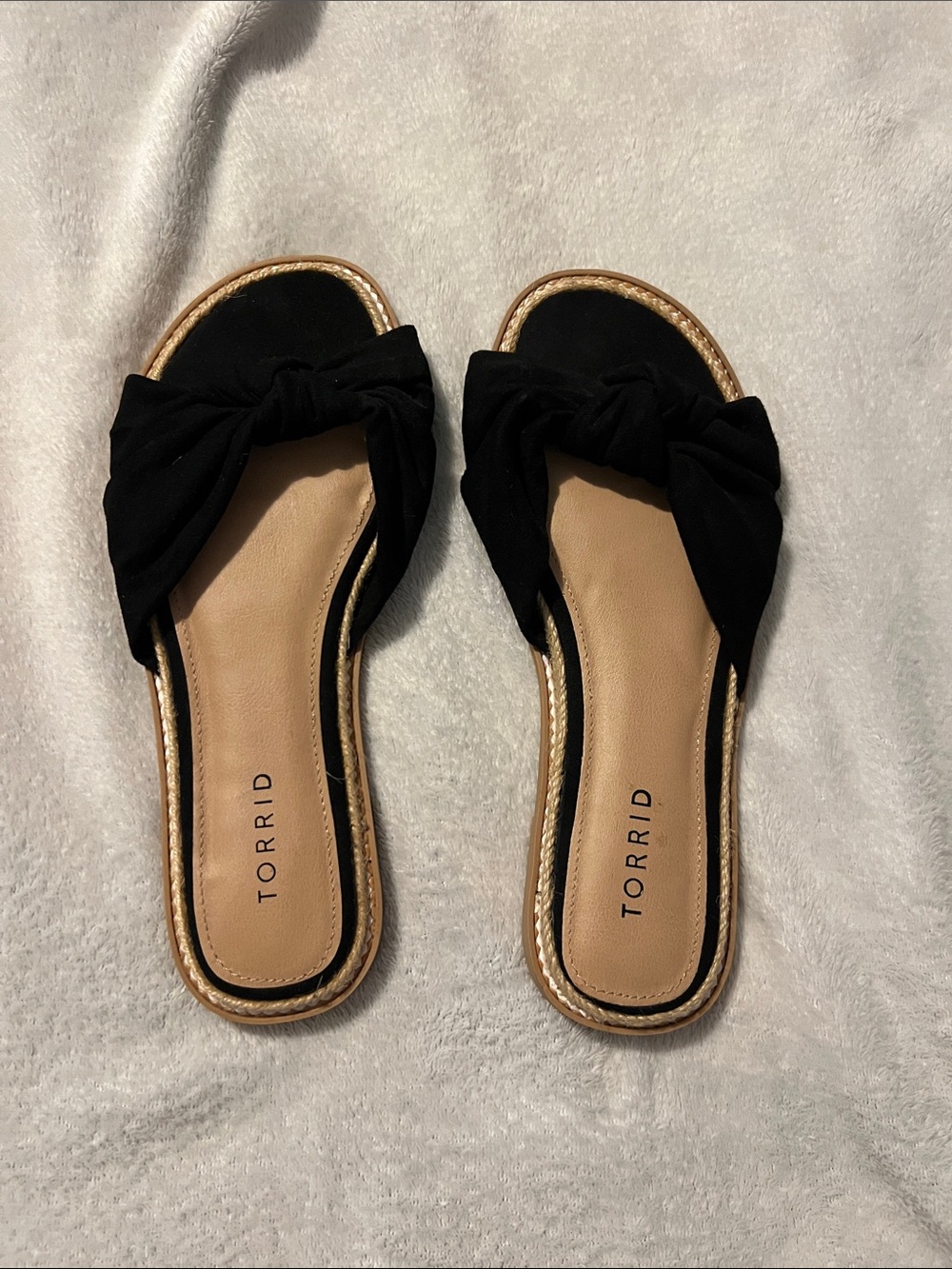 torrid Black Knotted Slide Mules with Tan Footbed